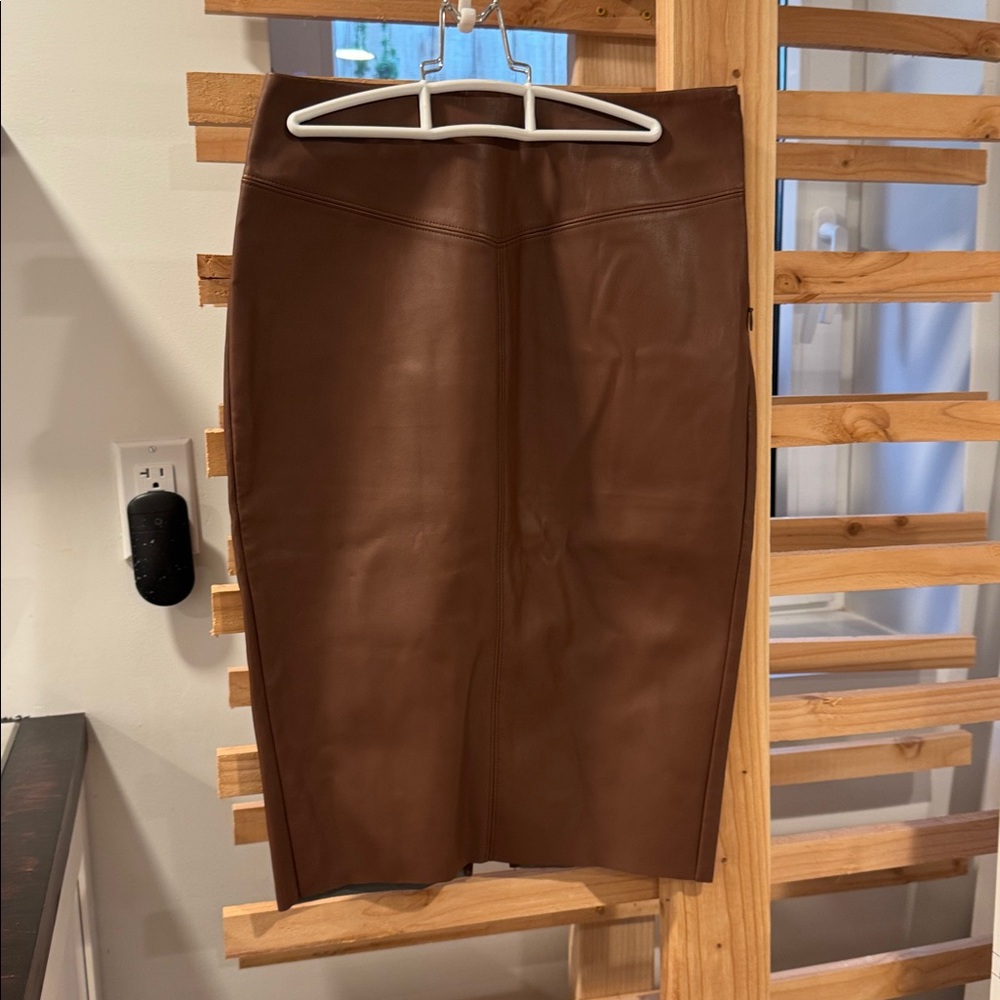 Express Brown vegan Leather pencil Skirt